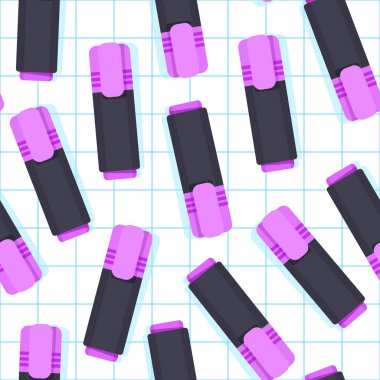 Damalı arkaplan ve beyaz arkaplan üzerindeki mor işaretlerin pürüzsüz deseni