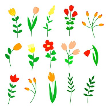 Klasik Basit Çiçekler ve Yapraklar Ayarları