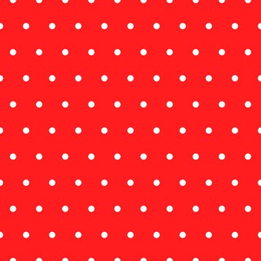 Kırmızı zemin üzerinde küçük beyaz dairelerin kusursuz retro deseni