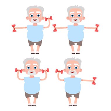 Dedemin dambıllarla spor yaptığı pozlar.