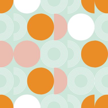 Bauhaus tarzında pastel renklerde dairelerin geometrik kusursuz deseni