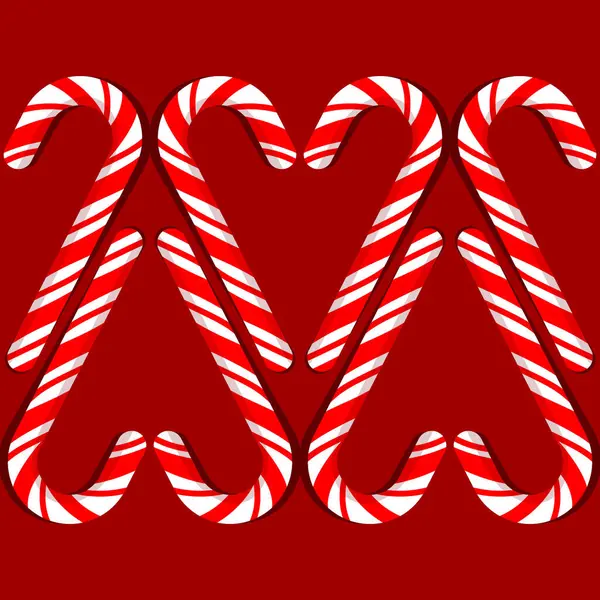 Kırmızı ve beyaz çizgili Noel arkaplanda kırmızı ve beyaz şeker kamışı kalp şeklinde çizgiler.