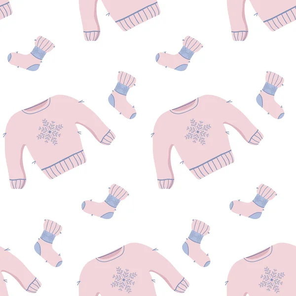 Bezproblemowa Zima Boże Narodzenie Dzianiny Ciepłe Ubrania Wzór Sweter Skarpety — Wektor stockowy