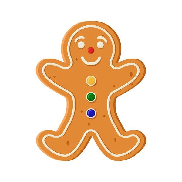 Gingerbread biscuit cookie decorated with colored icing in shape of man
