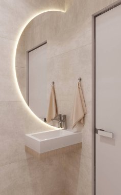 Banyoda hilal ayna var.