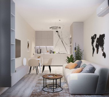 Modern bir oturma odası.