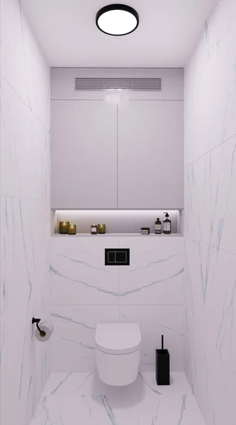 Moderno Cuarto Baño Interior Con Paredes Blancas Lavabo — Foto de Stock