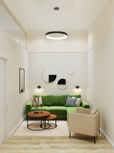 Grünes Sofa Wohnzimmer — Stockfoto