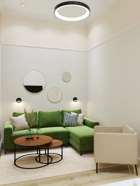 Sofa Hijau Ruang Tamu — Stok Foto