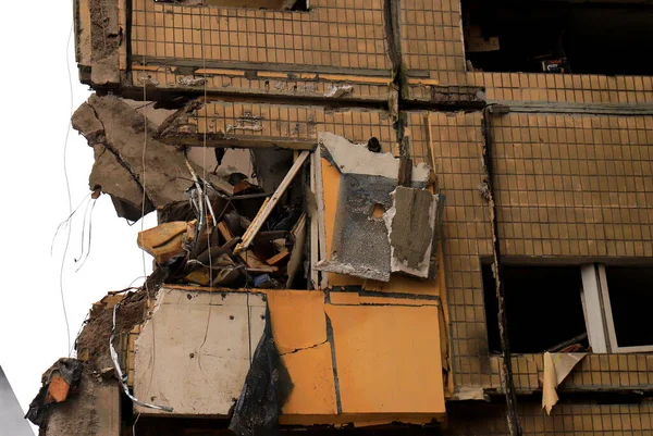 Ракетні Удари Житловому Будинку Дніпрі Україна Ракета Знищила Будинок Вторгнення — стокове фото