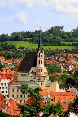 Czech Republic, Krumlov. Historical Czech town, gothic architecture. Panorama of Cesky Krumlov. A beautiful amazing city is UNESCO World Heritage Site on Vltava River.
