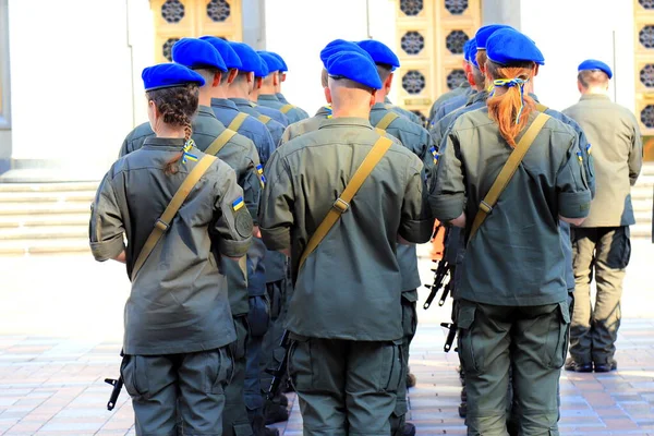 Ένοπλες Δυνάμεις Της Ουκρανίας Εθνοφρουρά Κίεβο Στρατιώτες Του Ουκρανικού Στρατού — Φωτογραφία Αρχείου
