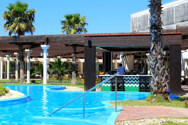 Landscape Swimming Pool Blue Sky Tropical Beautiful Hotel Croatia — Stock Photo, Image