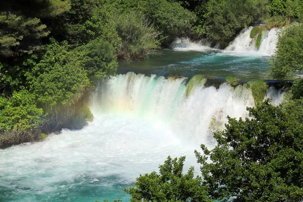 Kaskadenwasserfall Landschaftspark Krka Kroatien Frühling Oder Sommer Die Besten Großen — Stockfoto