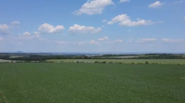 Land for sale and investment in aerial view. Include green field, agriculture farm. That real estate or property. Plot of land lot