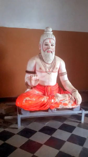 Gammal Staty Och Sliten Staty Rishi Muni Indien — Stockfoto