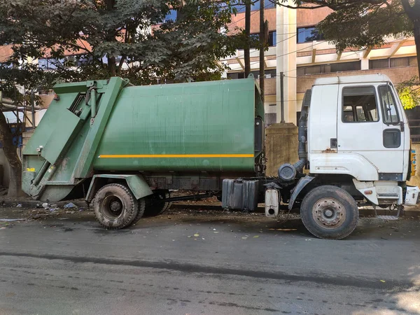 Garbage truck, urban recycling waste and garbage services