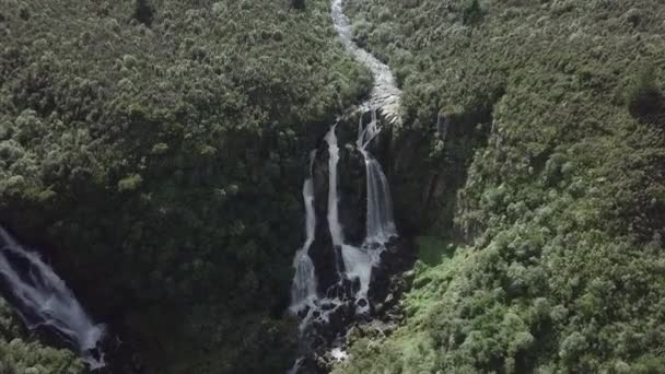 Vista Aérea Las Montañas Cascada Natural Waipunga Caídas Nueva Zelanda — Vídeos de Stock