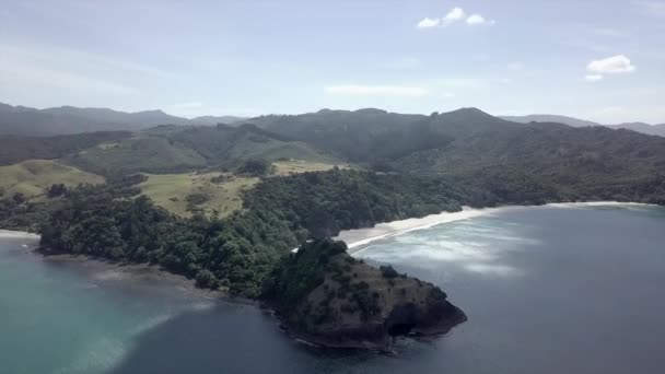 Вид Повітря Скелю Пляж Нових Чум Пляж Новий Зеландія Горизонтальне — стокове відео