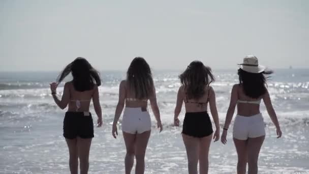 Bang Teen Walking Sea Water Sunny Day Valencia Koncepcja Stylu — Wideo stockowe