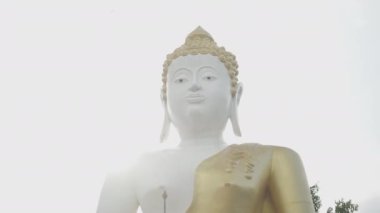 Chiang Mai 'deki bir tapınakta bir çift altın Budist anıtı.