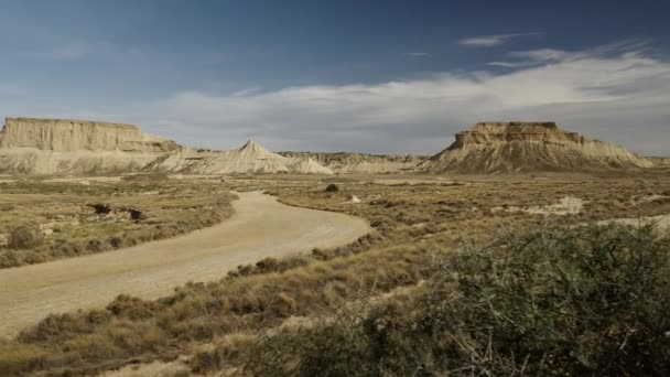 Panorámás Kilátás Sivatagra Hegyekkel Háttérben Spanyolországban Spanyol Tájak — Stock videók