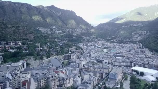 Edificios Vistos Desde Aire Zona Urbana Andorra — Vídeos de Stock
