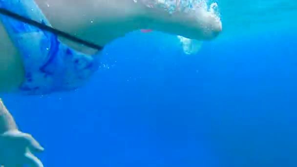 Підводна Доріжка Застрелила Молоду Дівчину Плавала Морі Малорці Парадіакія — стокове відео