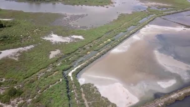 Minas Sal Inundadas Drone Adove Vista Espanha Paradisiac Locais Espanhóis — Vídeo de Stock