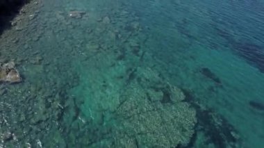 Mallorca Adası turizm koyunun turkuaz sularının havadan görünüşü