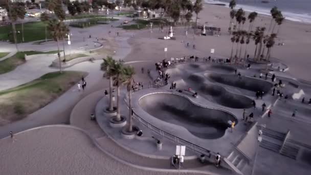Veduta Aerea Bel Skate Park Una Spiaggia Californiana Video Viaggio — Video Stock