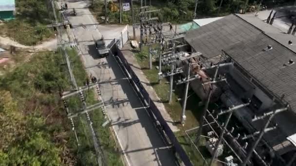 Pull Back Aerial View Electric Power Plant Koh Tao Drone — 비디오