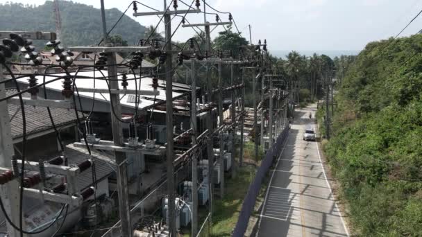 Motorbike Car Driving Road Close Electric Power Plant Koh Tao — Stockvideo