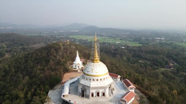 Ταϊλανδός Ναός Που Φαίνεται Από Τον Ουρανό Στο Τσιάνγκ Μάι — Αρχείο Βίντεο