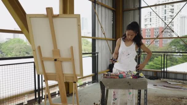 Une Femme Prépare Une Peinture Pour Travail Concept Artistique — Video