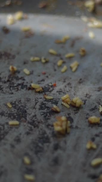 Restes Une Paella Récemment Terminée Valence Cuisine Traditionnelle Espagnole Vertical — Video