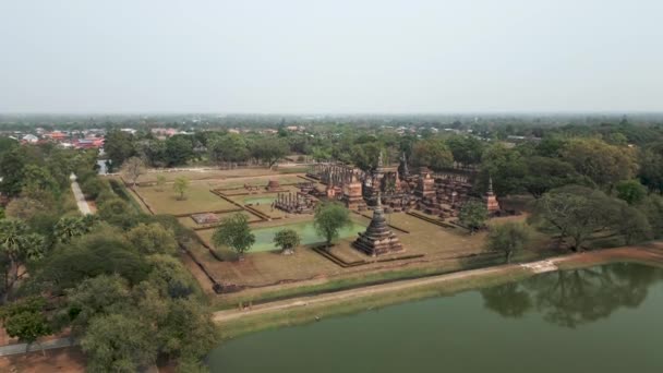 Vista Aérea Del Monumento Sukhothai Tailandia Horizontal Video — Vídeos de Stock