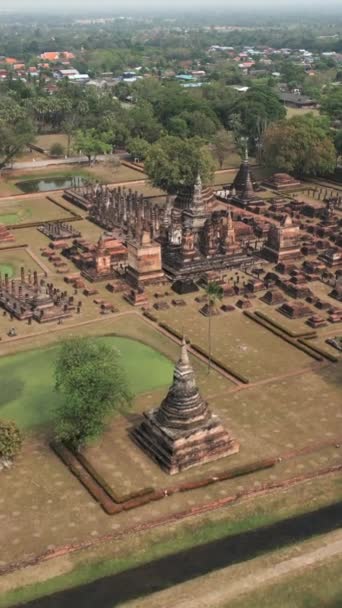 Vista Aves Monumento Sukhothai Fhd Vídeo Vertical — Vídeos de Stock
