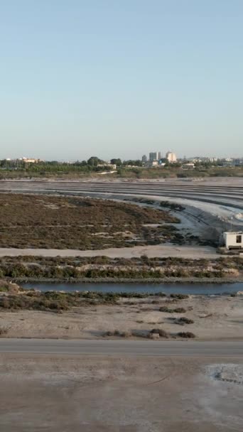 Spanya Alicante Deki Tuz Üretim Endüstrisi Nden Las Salinas Torrevieja — Stok video