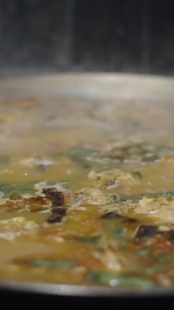 Eau Bout Dans Paella Avec Reste Des Ingrédients Cuisine Traditionnelle — Video