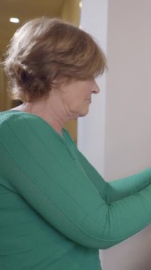 Yaşlı İspanyol Kadın Noel Ağacı 'nı Hazırlıyor - Orta Çekim - Dikey FullHD Video