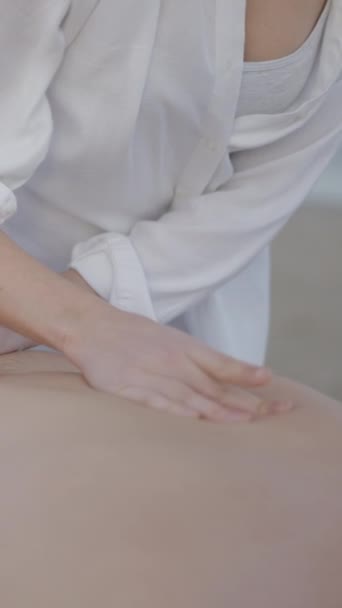 Chiropraktik Léčící Pacienty Stahuje Zádech Koncept Fyzikální Terapie Fullhd Vertikální — Stock video