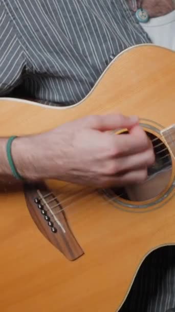 Musician Playing Guitar His Home Studio Close Shot — Vídeo de Stock