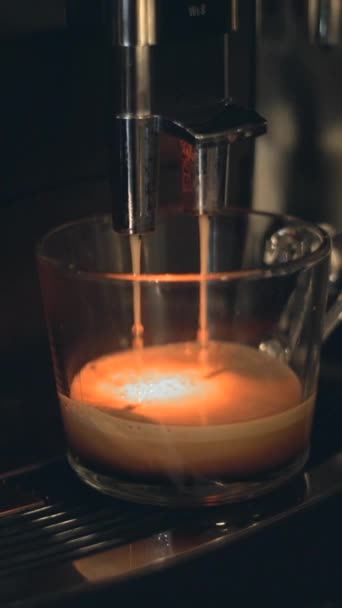 Koffie Van Espresso Machine Druppelend Clear Cup Koffie Bereiden Het — Stockvideo