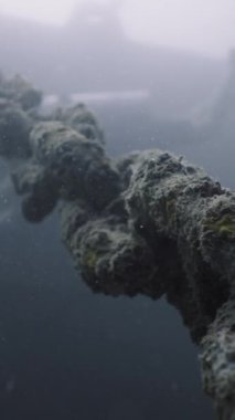 Dalgıç, Koh Tao FHD dikey videosunda dalgıçların iniş ipinin altından geçer.