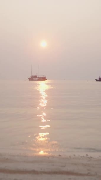 Пара Прогулялась Берегу Моря Таиланде Fhd Vertical — стоковое видео
