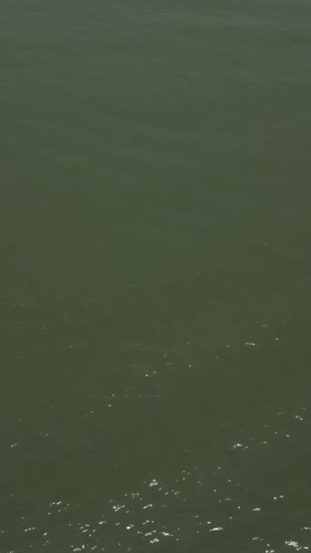 Una Barca Naviga Attraverso Ampio Canale Fluviale Fhd Vertical Drone — Video Stock