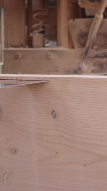 Wood Cutter Cutting Piece Wood Fhd Vertical Video — Stock Video