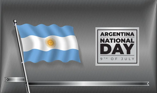 Flagga Argentina Nationaldag Banner Med Vektor Mall Design — Stock vektor