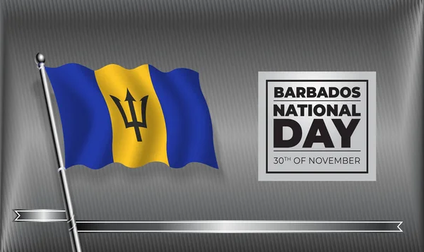 Vlag Barbados Nationale Dag Banner Met Vector Template Ontwerp — Stockvector